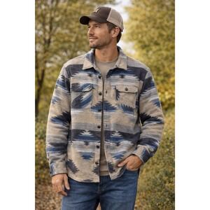 Jachs Aztec Western Boho Shacket Chore Jacket Wool Blend Men's Size L Fleece